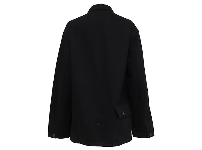 Lemaire Buttoned Workwear Jacket with Pockets in Black Cotton Denim - view 4