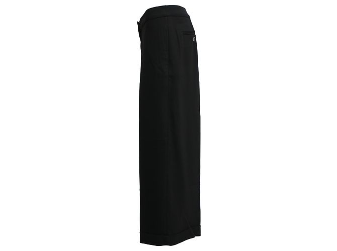 Calças retas com bainha dobrada Max Mara Studio em viscose preta Preto - vista 2