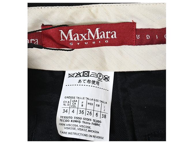 Calças retas com bainha dobrada Max Mara Studio em viscose preta Preto - vista 4