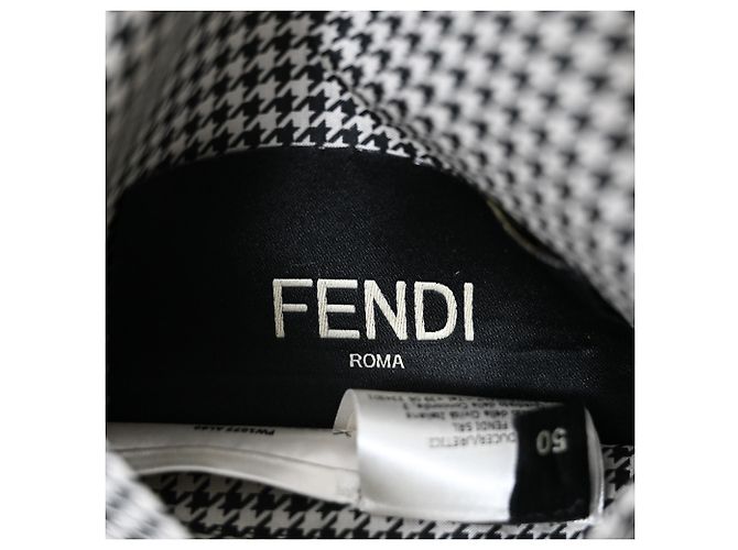 Fendi Houndstooth-Check Reversible Jacket in Black and White Polyester - view 4