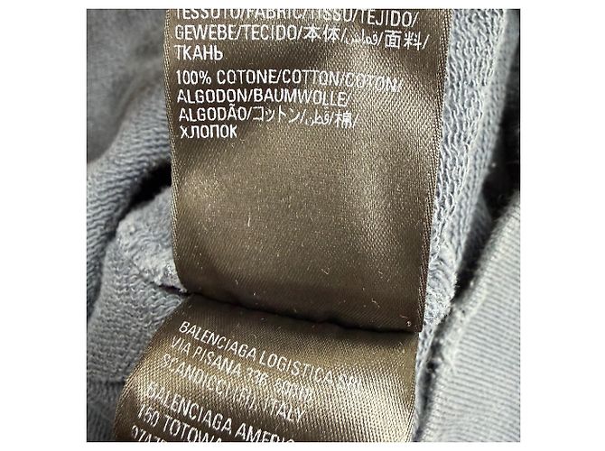 Oversized Kapuzenpullover aus navyblauer Baumwolle mit Balenciaga-Logo-Print Marineblau - Ansicht 6