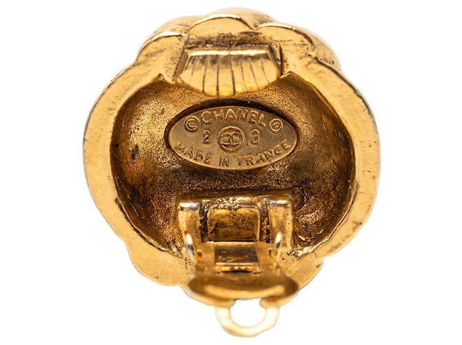 Timeless Orecchini a clip vintage Chanel Coco Mark D'oro - vista 3