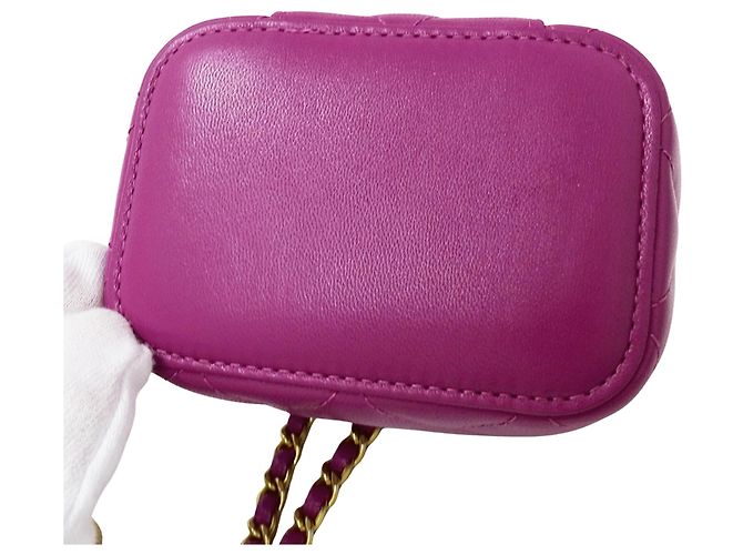 Vanity Borsa CHANEL Matelassé Coco Ball in pelle di agnello viola Porpora - vista 10