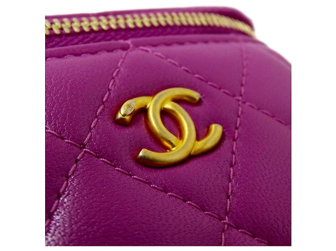 Vanity Borsa CHANEL Matelassé Coco Ball in pelle di agnello viola Porpora - vista 13