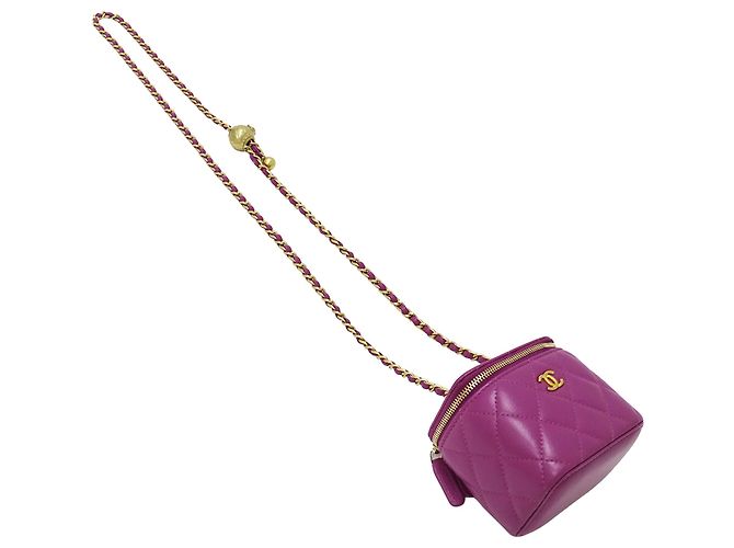 Vanity Borsa CHANEL Matelassé Coco Ball in pelle di agnello viola Porpora - vista 4