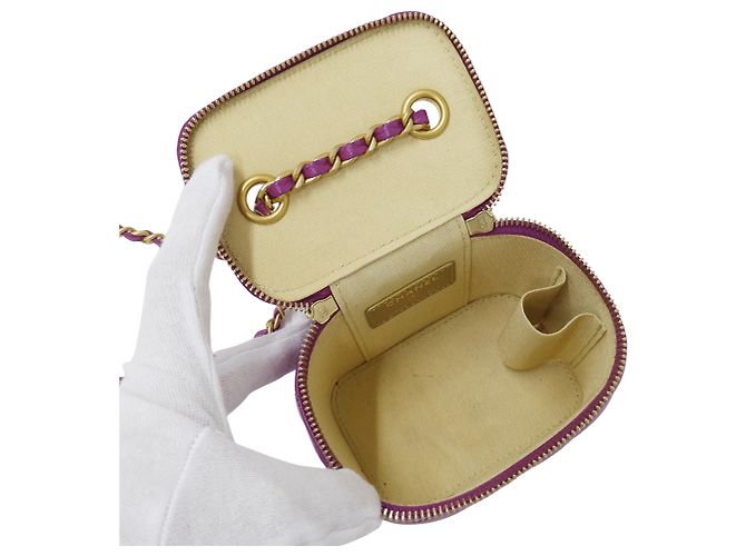 Vanity Borsa CHANEL Matelassé Coco Ball in pelle di agnello viola Porpora - vista 5