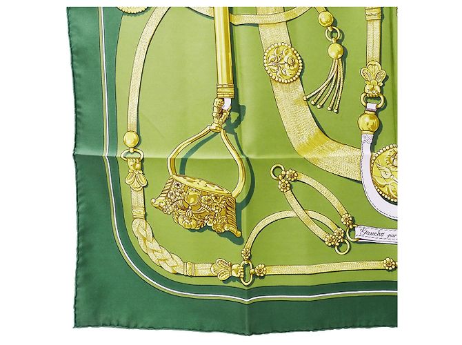 Silk In Hermès Gaucho grünes Seidentuch - Ansicht 5