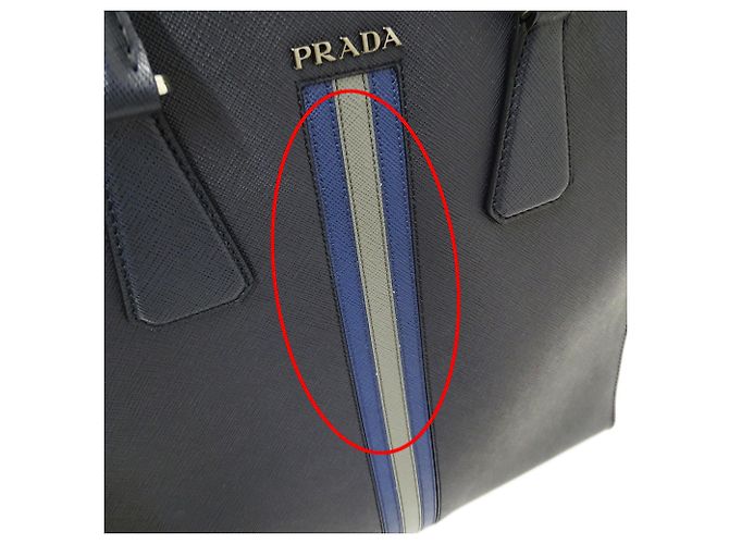 Borsa tote in pelle Saffiano blu navy da uomo Prada - vista 10