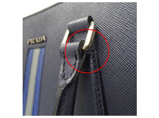 Borsa tote in pelle Saffiano blu navy da uomo Prada - vista 12
