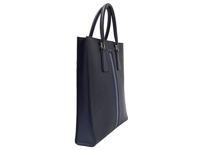 Borsa tote in pelle Saffiano blu navy da uomo Prada - vista 4