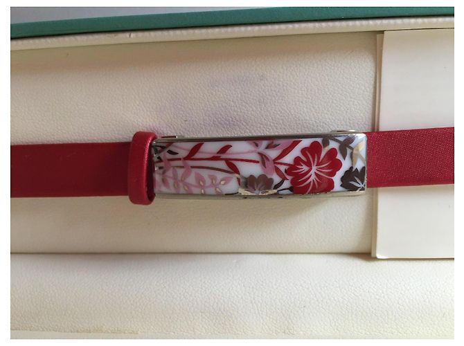 Autre Marque Gioielli Bracciale BERNARDEAU Porcellana Pelle ROSSA, Tema Floreale 21.5cm Rosso - vista 2