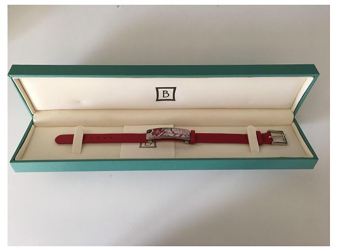 Autre Marque Gioielli Bracciale BERNARDEAU Porcellana Pelle ROSSA, Tema Floreale 21.5cm Rosso - vista 3