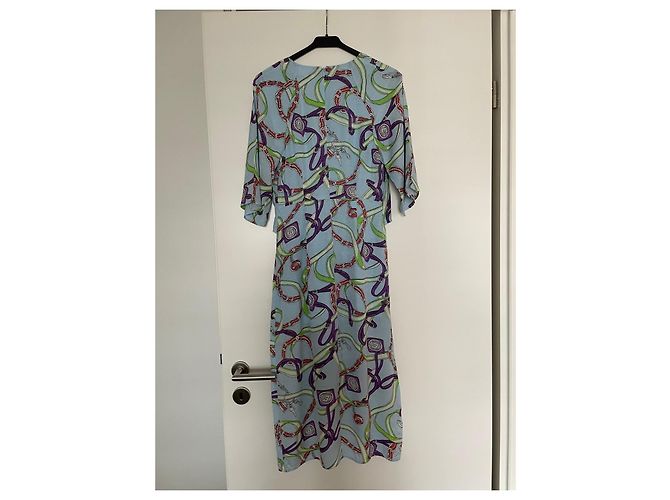 Essentiel Antwerp Vestido largo con estampado de cadena y bucles Roja Azul Verde Púrpura - vista 3