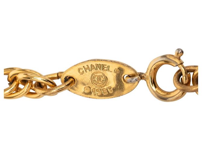 Timeless Colar de corrente de pérolas com marca Coco da Chanel vintage Dourado - vista 4