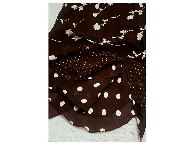 Elie Saab Gonna lunga marrone con stampa floreale e pois - vista 4