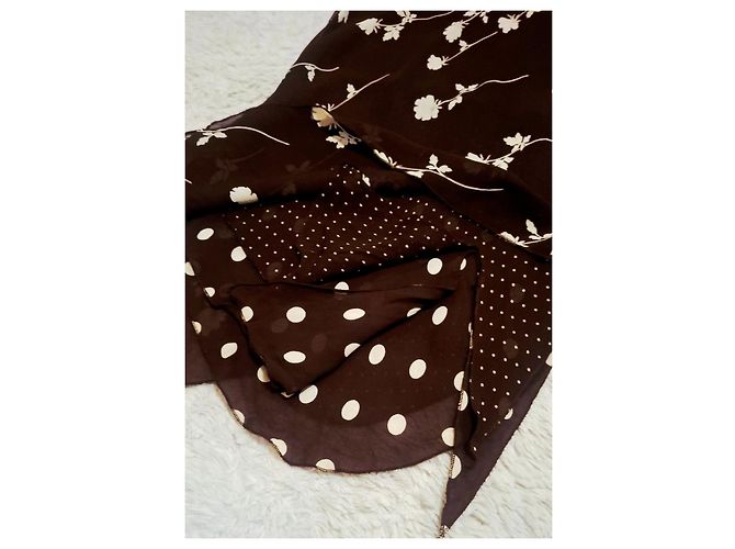 Elie Saab Gonna lunga marrone con stampa floreale e pois - vista 5