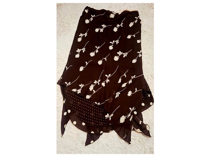 Elie Saab Gonna lunga marrone con stampa floreale e pois - vista 7
