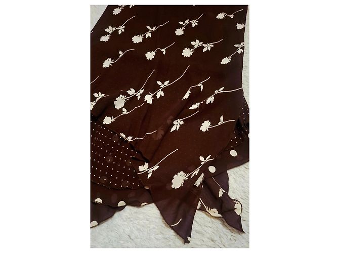 Elie Saab Gonna lunga marrone con stampa floreale e pois - vista 8