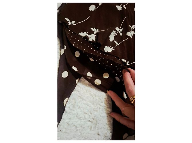 Elie Saab Gonna lunga marrone con stampa floreale e pois - vista 9