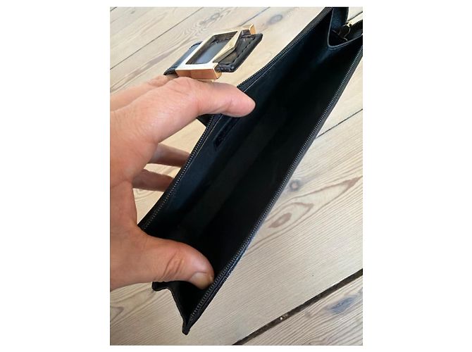 Max Mara Black Leather Clutch Bag - view 8