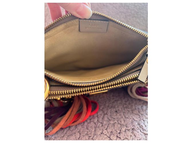 Chloé Borsa a Spalla in Pelle e Camoscio Chloe Jane Multicolore Beige - vista 9