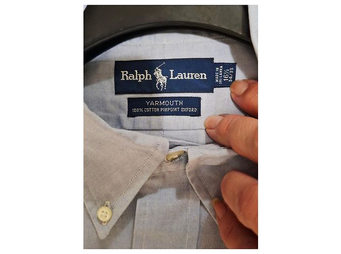 Camicia Ralph Lauren Yarmouth Azzurra in Cotone Oxford Blu - vista 2