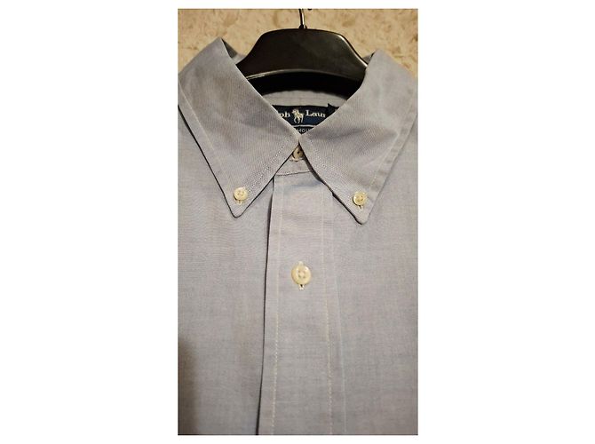 Camicia Ralph Lauren Yarmouth Azzurra in Cotone Oxford Blu - vista 5