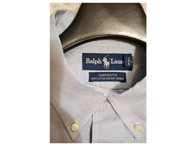 Camicia Ralph Lauren Yarmouth Azzurra in Cotone Oxford Blu - vista 9