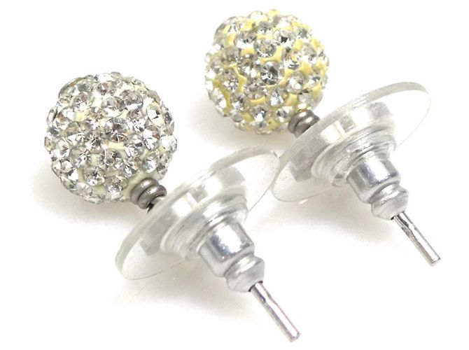 Orecchini a goccia in metallo argento con strass Chanel - vista 5