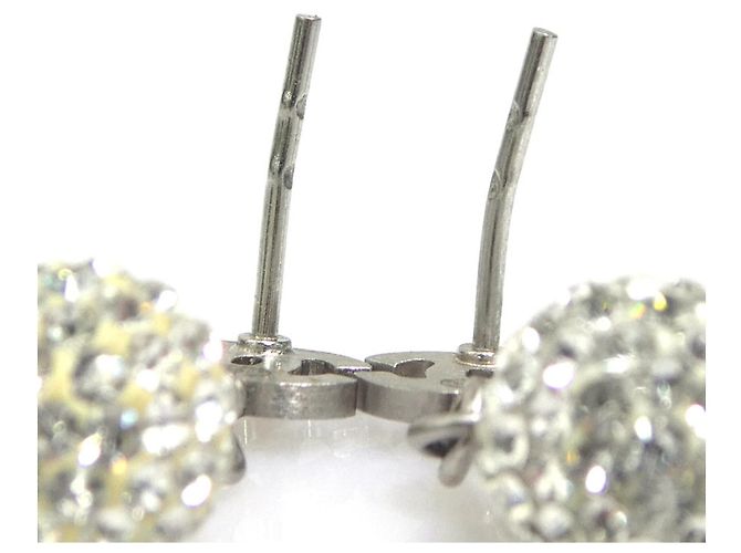 Orecchini a goccia in metallo argento con strass Chanel - vista 6