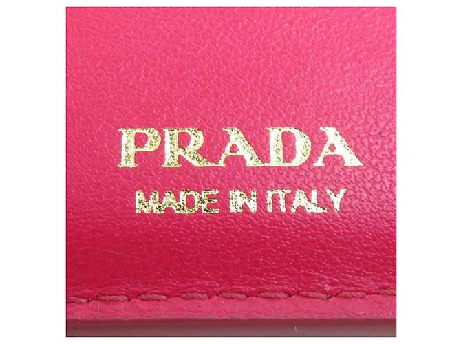 Cartera plegable de cuero rosa para mujer Prada - vista 7