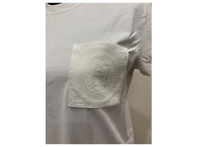 Vestido t-shirt de algodão branco Hermès Paris com bolso bordado - vista 10
