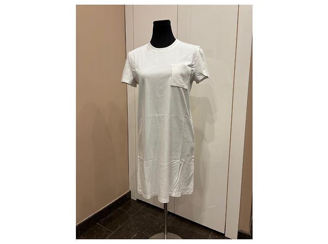 Vestido t-shirt de algodão branco Hermès Paris com bolso bordado - vista 2