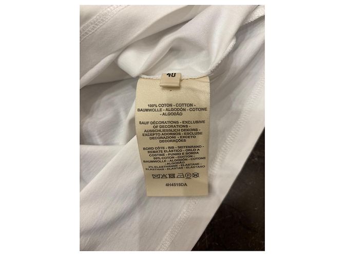 Vestido t-shirt de algodão branco Hermès Paris com bolso bordado - vista 5