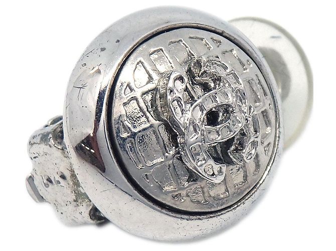 Chanel Vintage CC Round Clip-On Metal Small Argento - vista 3