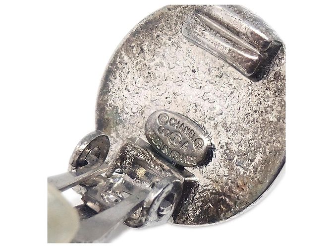 Chanel Vintage CC Round Clip-On Metal Small Argento - vista 4