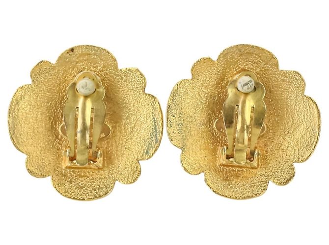 Vintage Chanel Clip-Ohrringe aus Gold mit Kunstperlen Golden - Ansicht 7