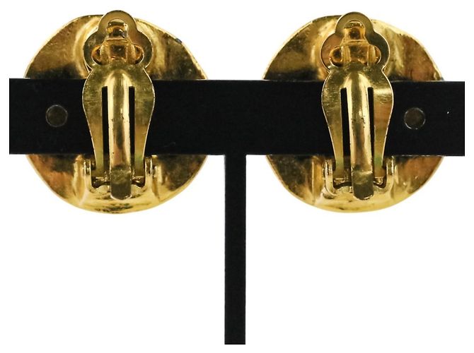 Chanel Coco Mark Circle Clip Earrings Golden - view 2