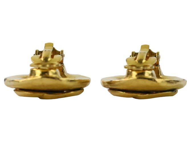 Chanel Coco Mark Circle Clip Earrings Golden - view 6