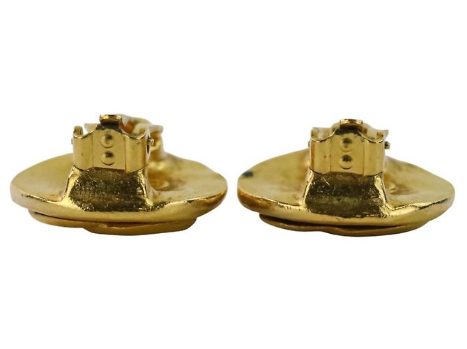 Chanel Coco Mark Circle Clip Earrings Golden - view 7
