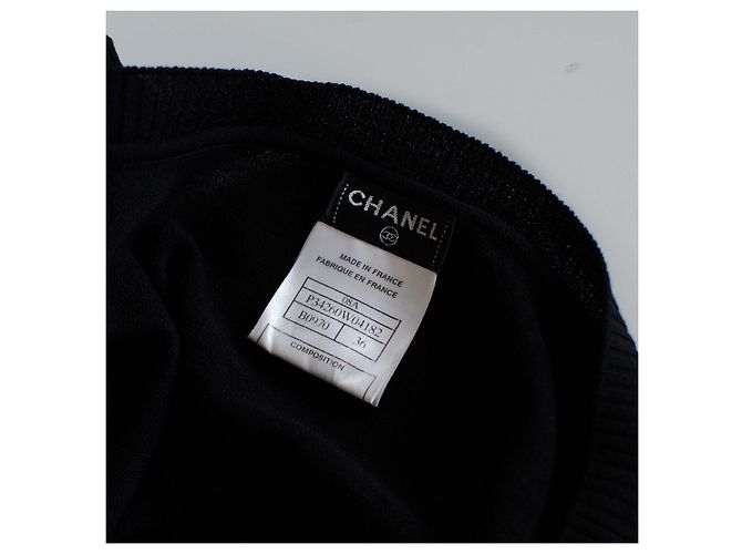 Vintage schwarze Chanel Wollbluse Aus weiß - Ansicht 3