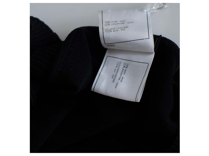 Vintage schwarze Chanel Wollbluse Aus weiß - Ansicht 6