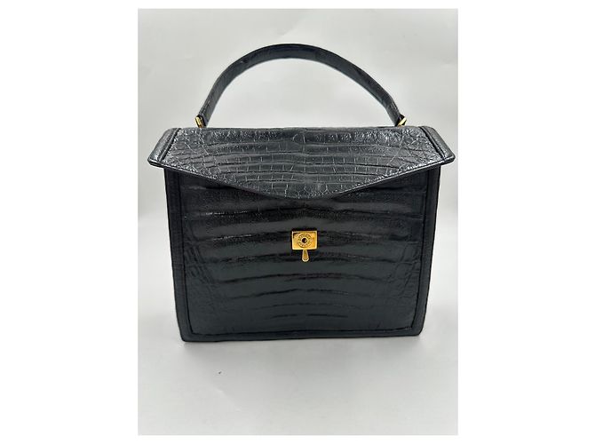 Borsa Delvaux in coccodrillo Nero - vista 10