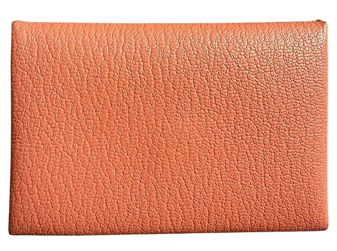 Monedero Hermès Calvi en piel de cabra rosa - vista 3
