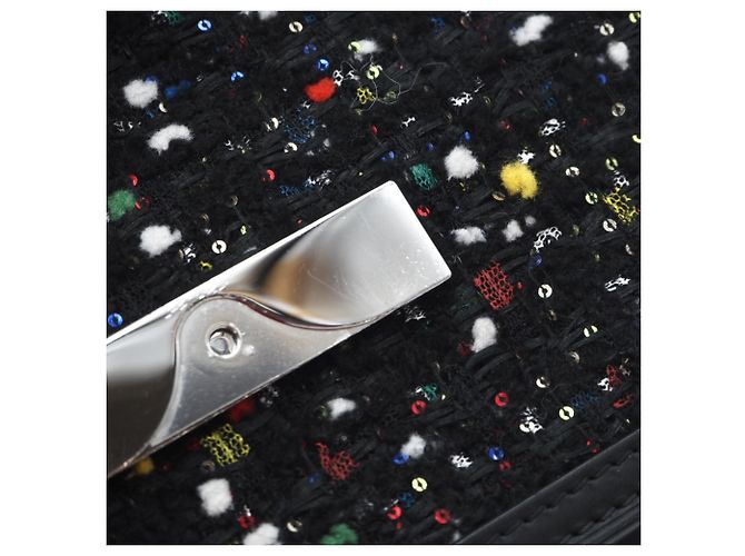Borsa a spalla mini Dauphine in tweed e paillettes Louis Vuitton Nero Multicolore - vista 11