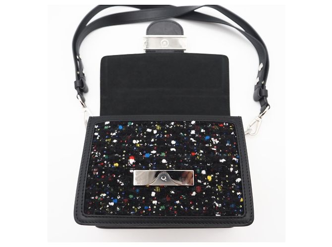 Borsa a spalla mini Dauphine in tweed e paillettes Louis Vuitton Nero Multicolore - vista 13