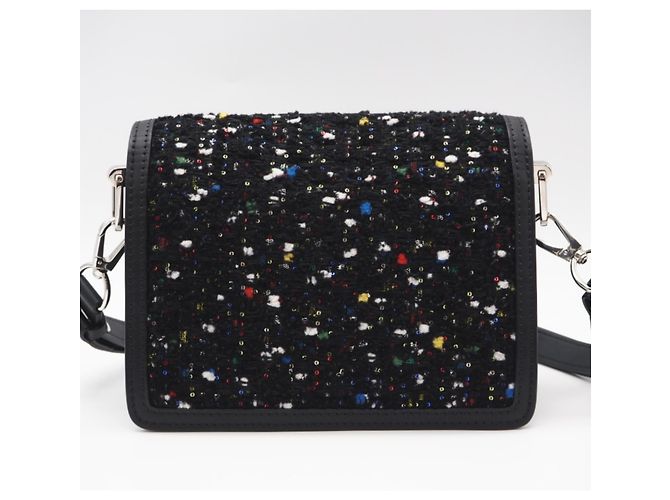 Borsa a spalla mini Dauphine in tweed e paillettes Louis Vuitton Nero Multicolore - vista 3