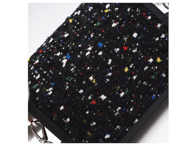 Borsa a spalla mini Dauphine in tweed e paillettes Louis Vuitton Nero Multicolore - vista 4