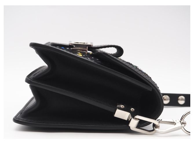 Borsa a spalla mini Dauphine in tweed e paillettes Louis Vuitton Nero Multicolore - vista 7