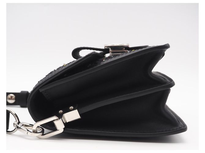 Borsa a spalla mini Dauphine in tweed e paillettes Louis Vuitton Nero Multicolore - vista 8
